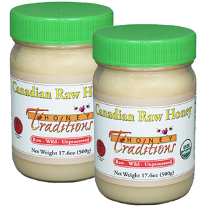 Raw Wild Canadian Honey - Two 17.6 oz. glass jars